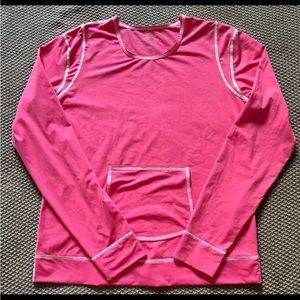 ATHLETA Women's Athletic Top‎ Long Sleeve Pink Front Pocket Sz Medium